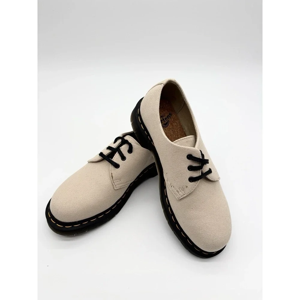 DR MARTENS 1461 Natural Canvas Casual Oxford Shoes Warm Sand Men's 7 Women's 8
